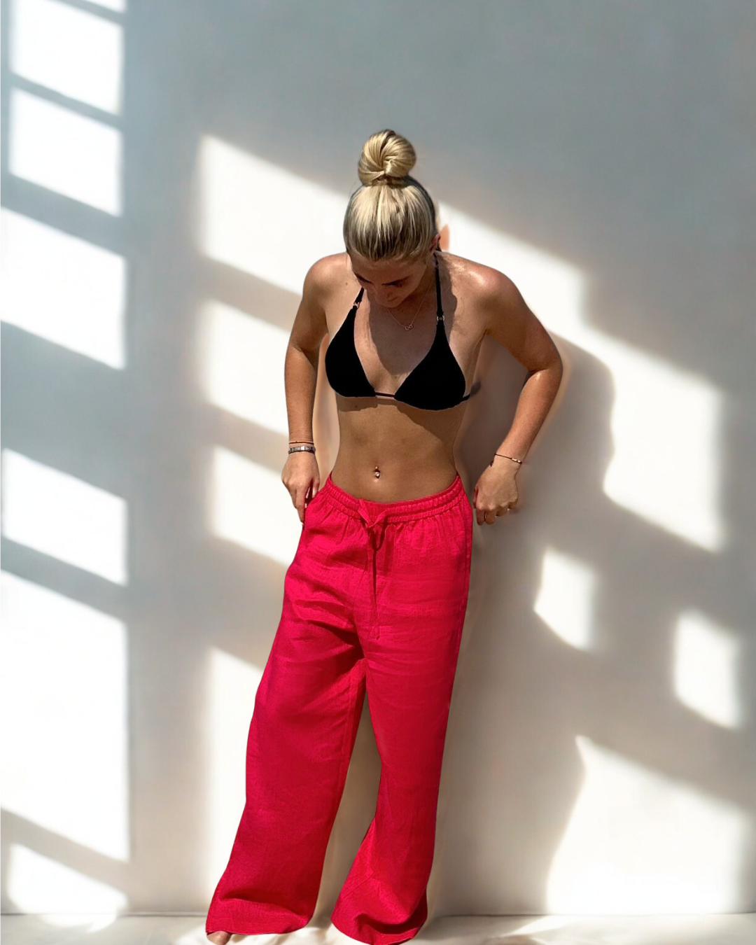 Simone Linen Trousers - Hot Pink