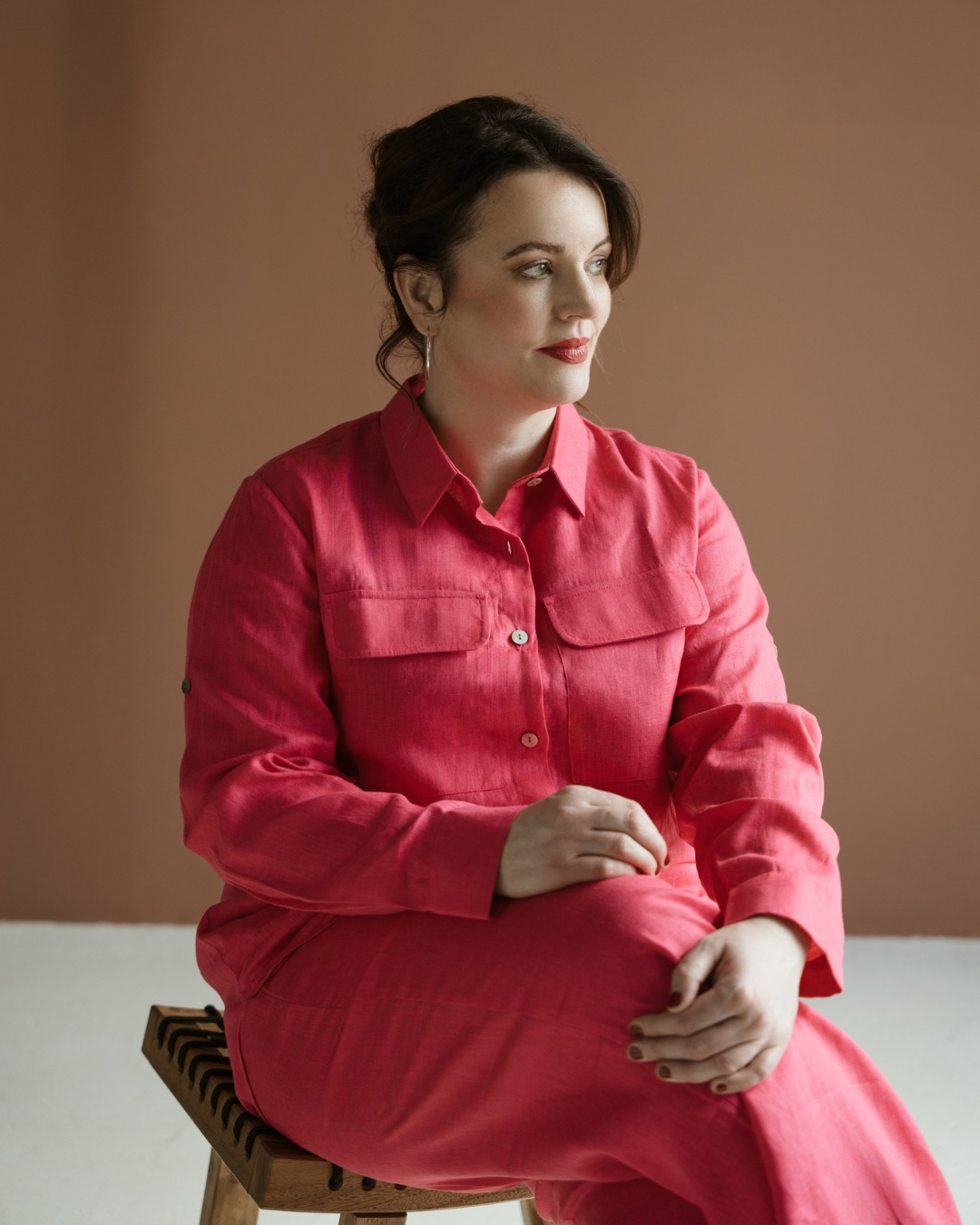 Simone Linen Shirt - Hot Pink
