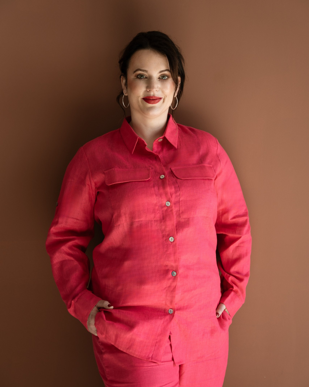 Simone Linen Shirt - Hot Pink